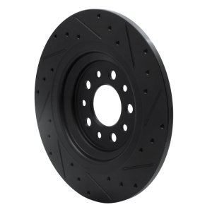 Jeep Cherokee Brake Rotor (1) - Rear Left - R1 Concepts - Drilled & Slotted - Black - `14-`23